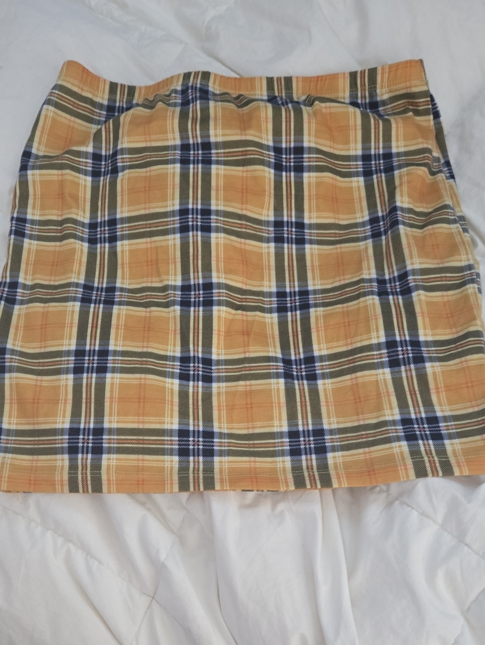 Yellow Plaid Mini Skirt - Women